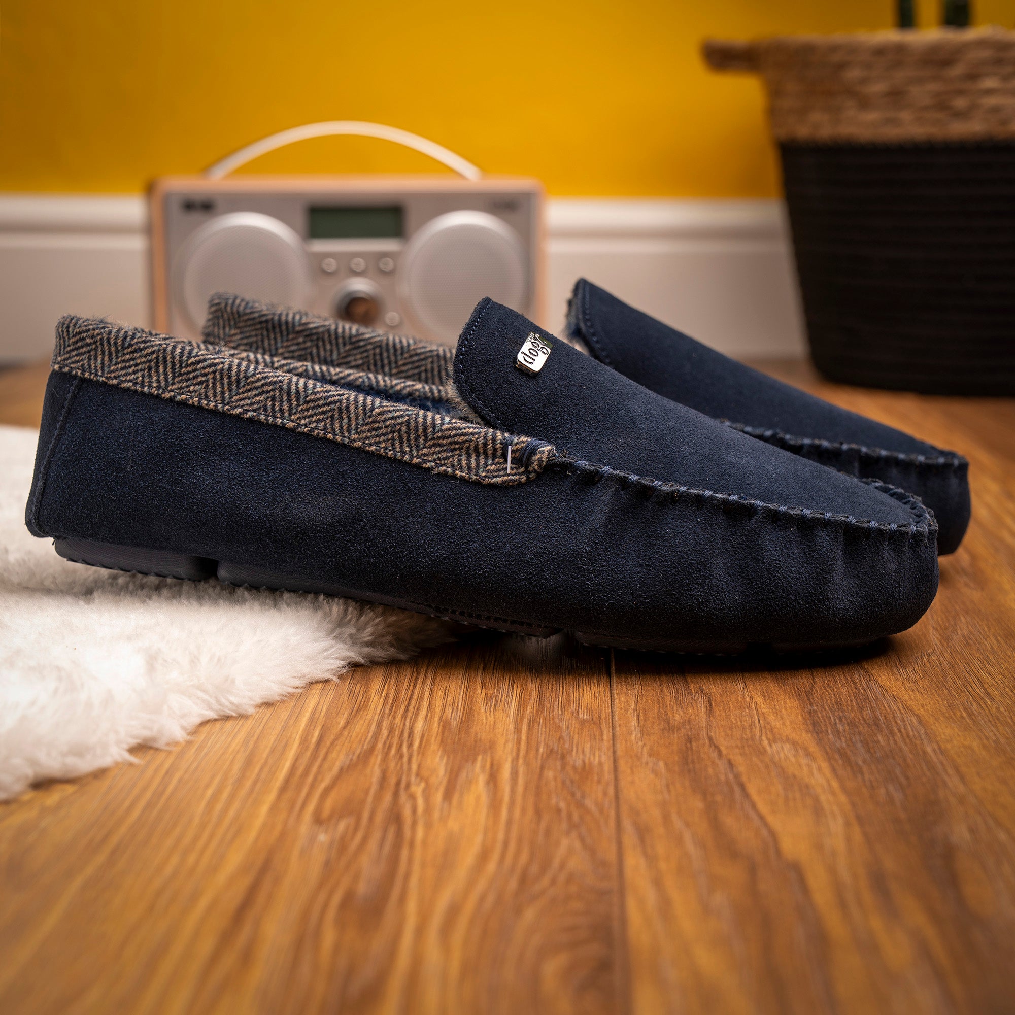 Lazy Dogz Mens Worley Navy Slipper