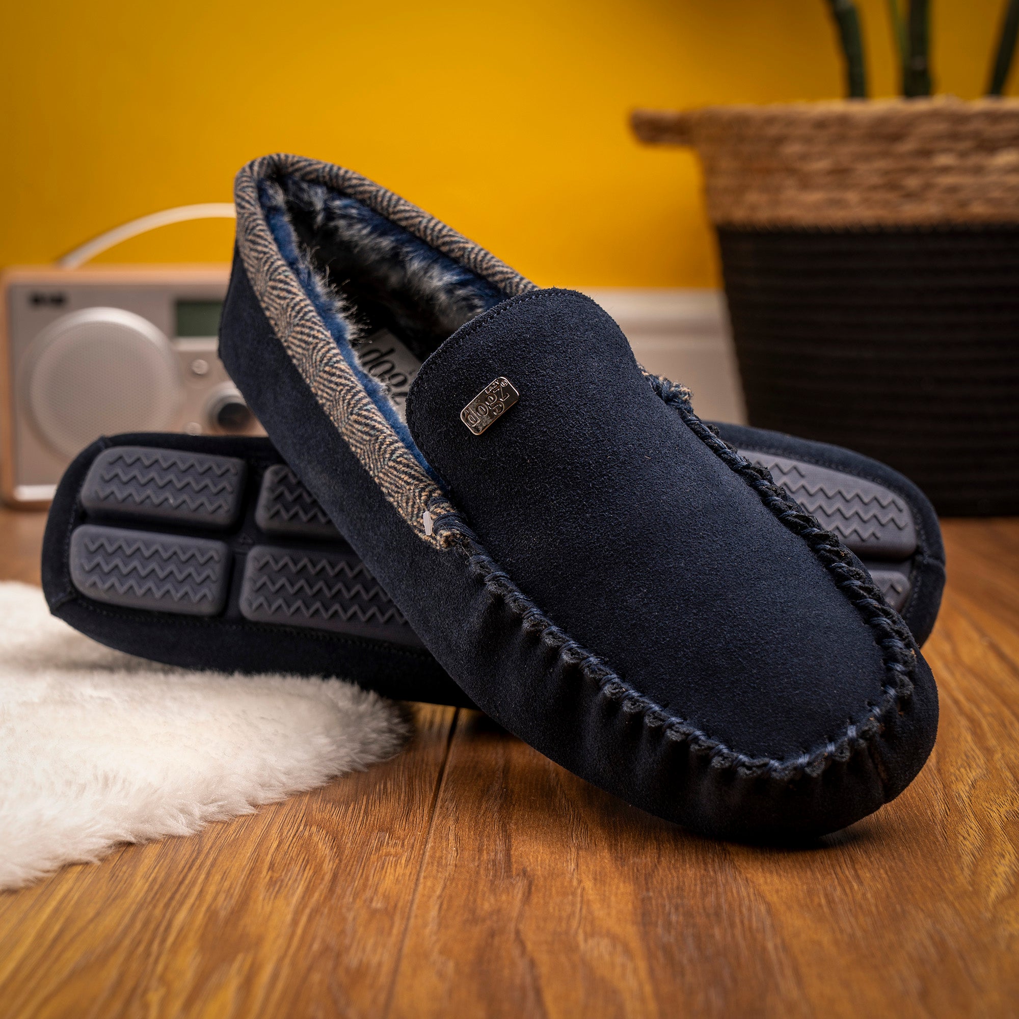 Lazy Dogz Mens Worley Navy Slipper