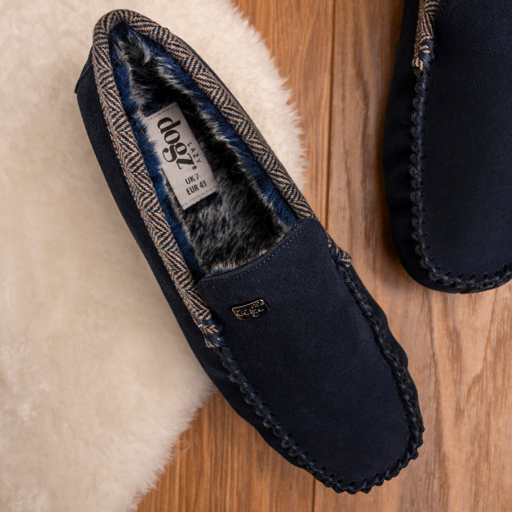 Lazy Dogz Mens Worley Navy Slipper