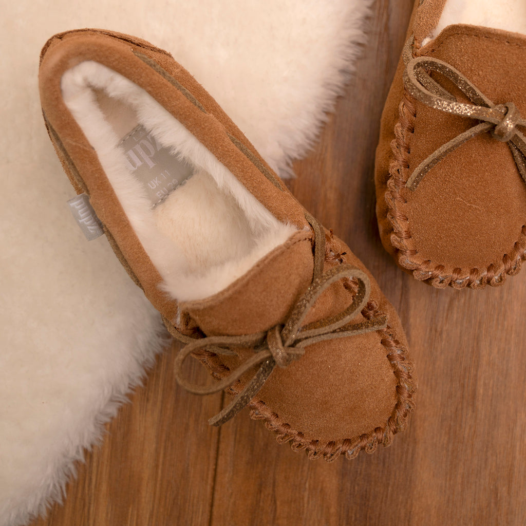 Kids Sadie Junior Suede Moccassin Slipper